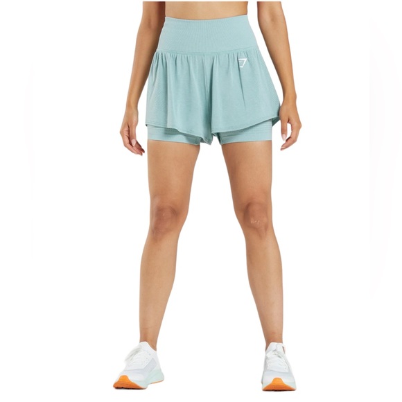 Gymshark Pants - Gymshark VITAL SEAMLESS 2.0 2-IN-1 SHORTS COLOR: Pearl Blue Marl Size XS